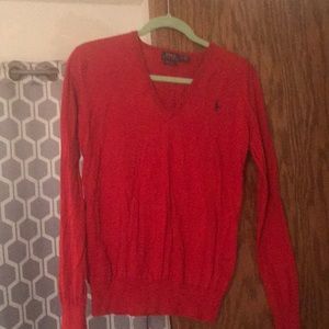 Women’s red RL Polo V neck